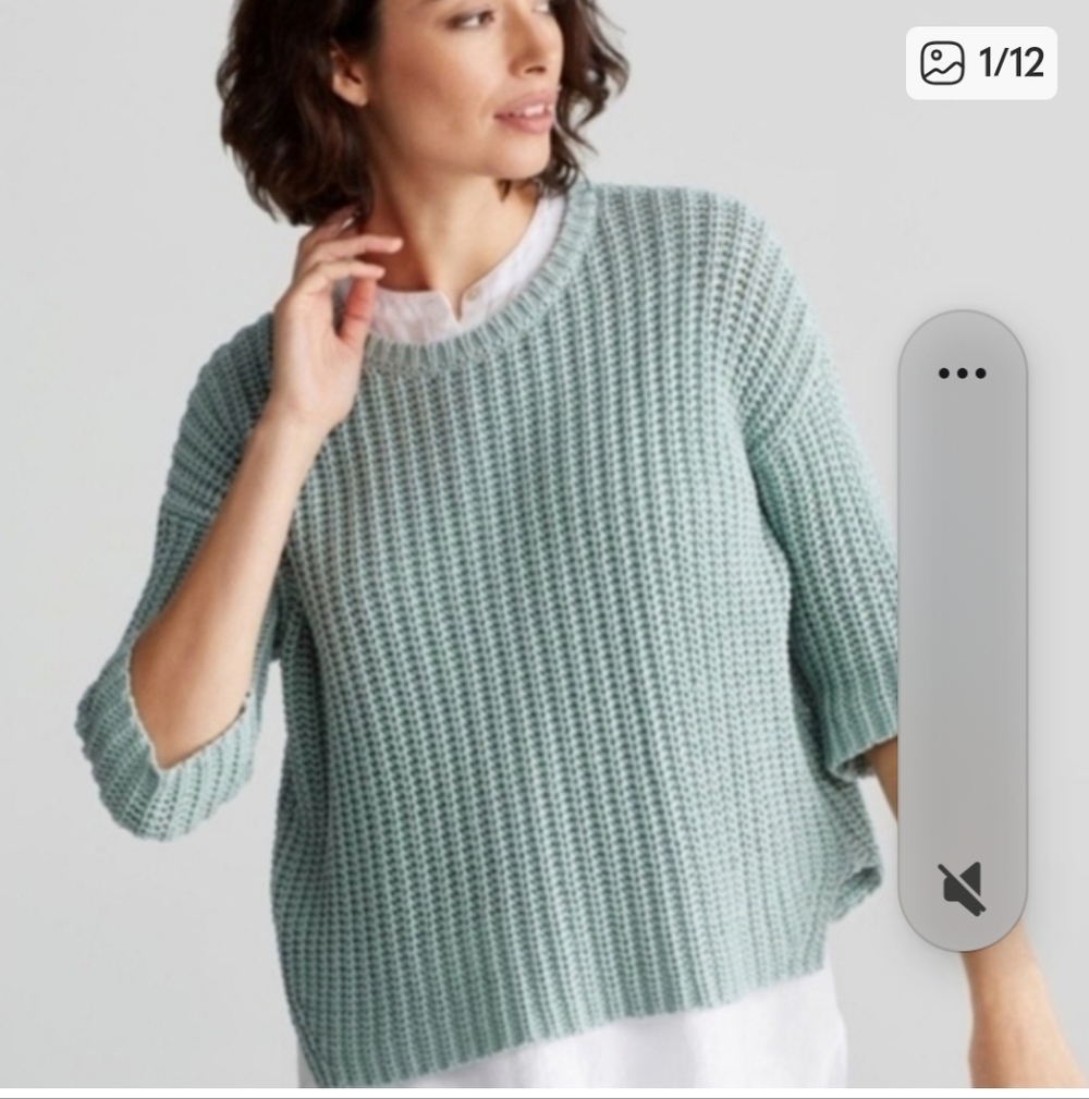 Eileen Fisher Seafoam Textured Knit Sweater S Minimalist Coastal Quiet Luxury